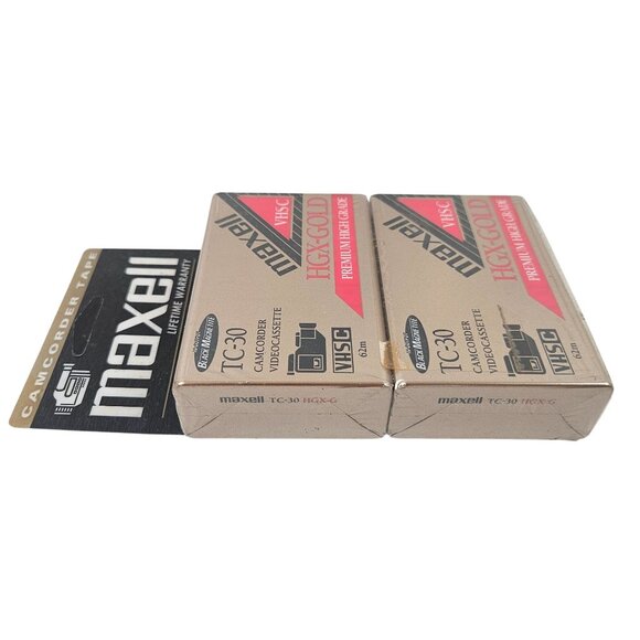 Maxell TC-30 HGX-Gold Premium High Grade Camcorder Videocassette 2-Pack New Seal - Picture 4 of 10